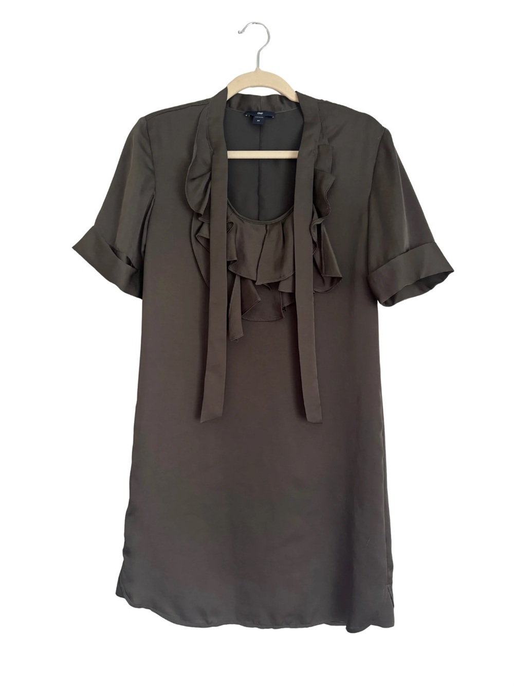 GAP Gray Ruffle-Front Blouse-Style Dress - Picture 2 of 5